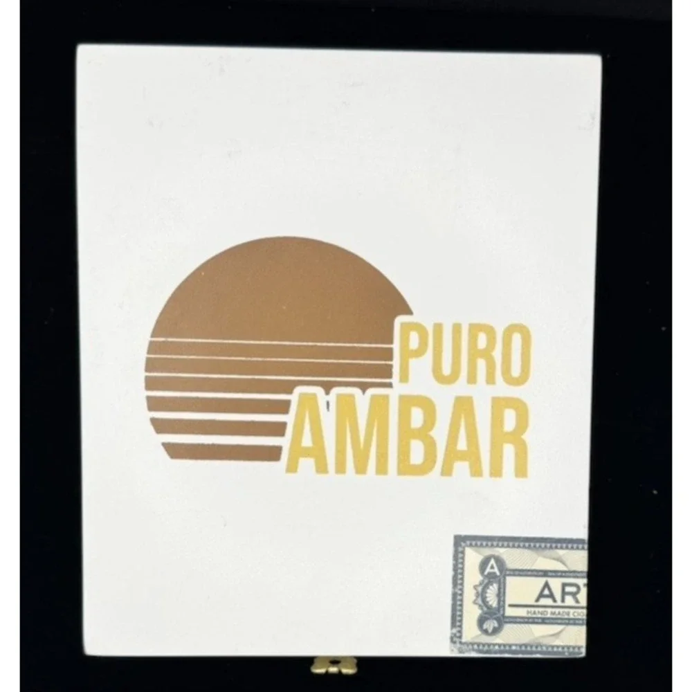 Puro Ambar Wooden Cigar Box Empty Dominican Republic Hinged Display Storage